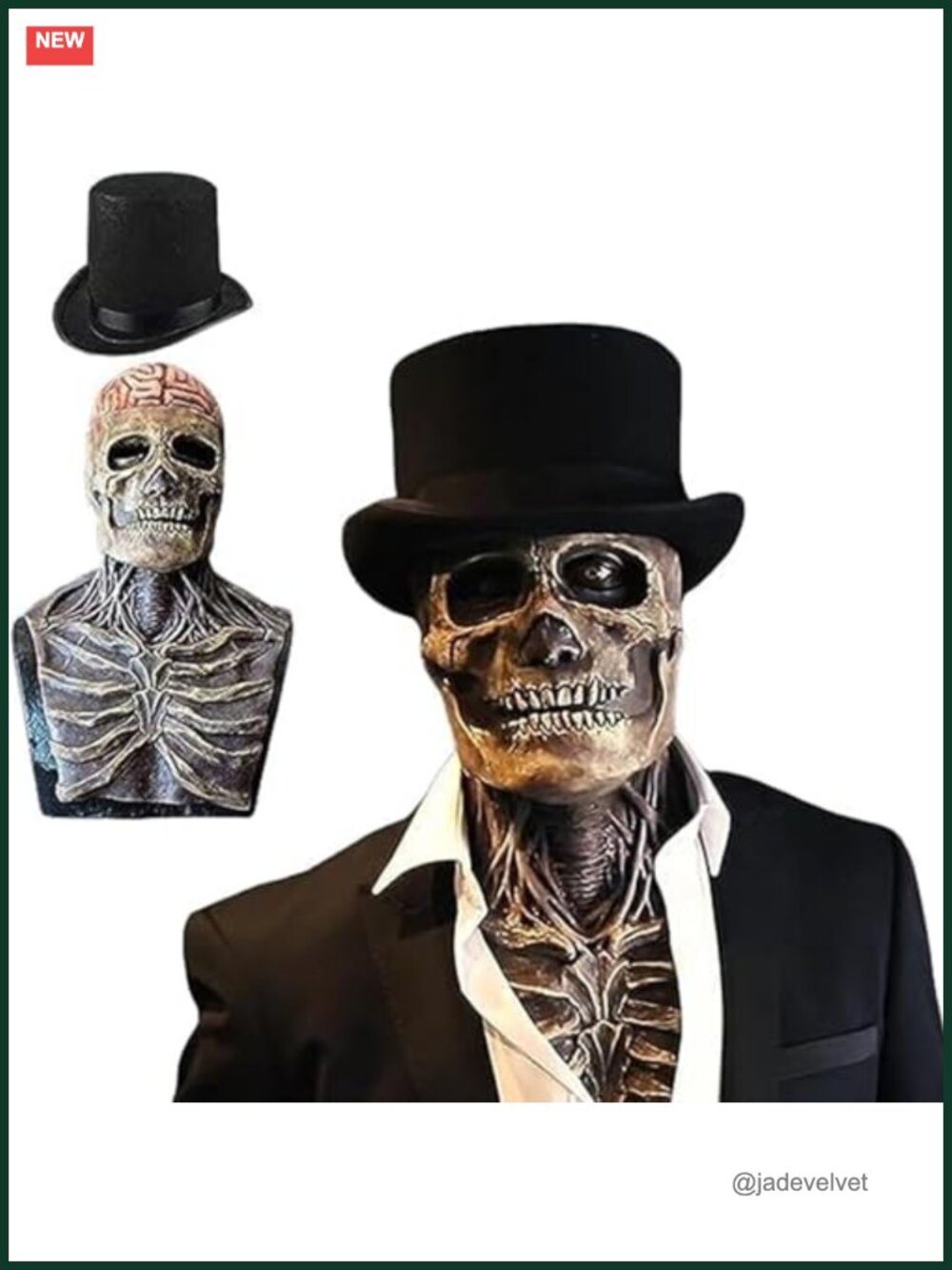 Latex Skull Mask Scary Full Head Skeleton Moving Jaw Halloween Costume